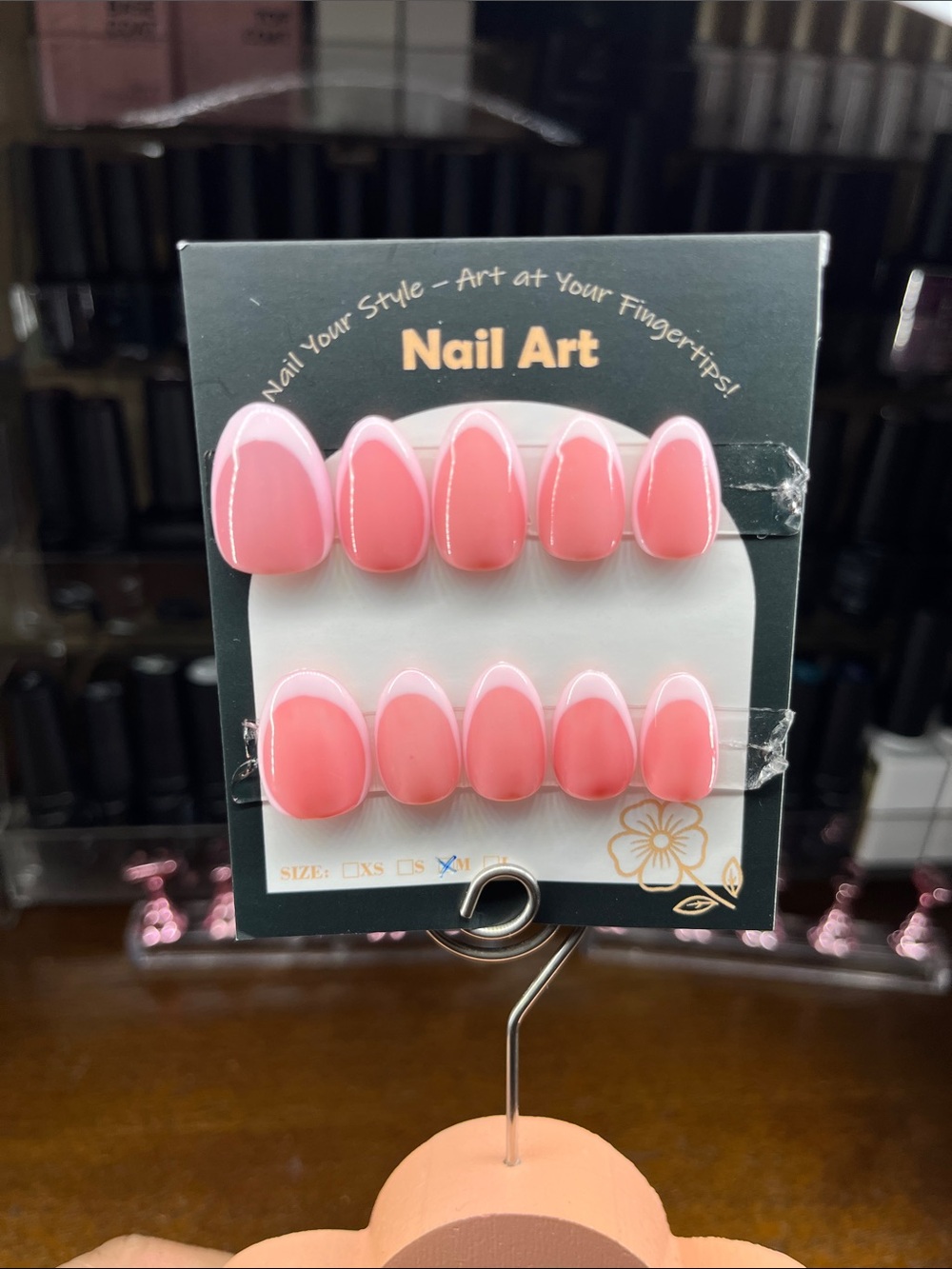 Nail Art Press-On Nails in Pink and white